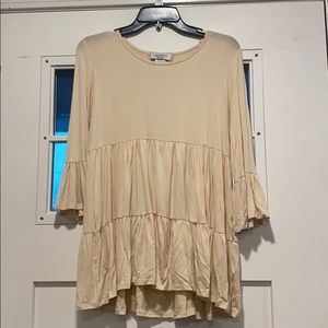 Cream, ruffle, soft, shirt!